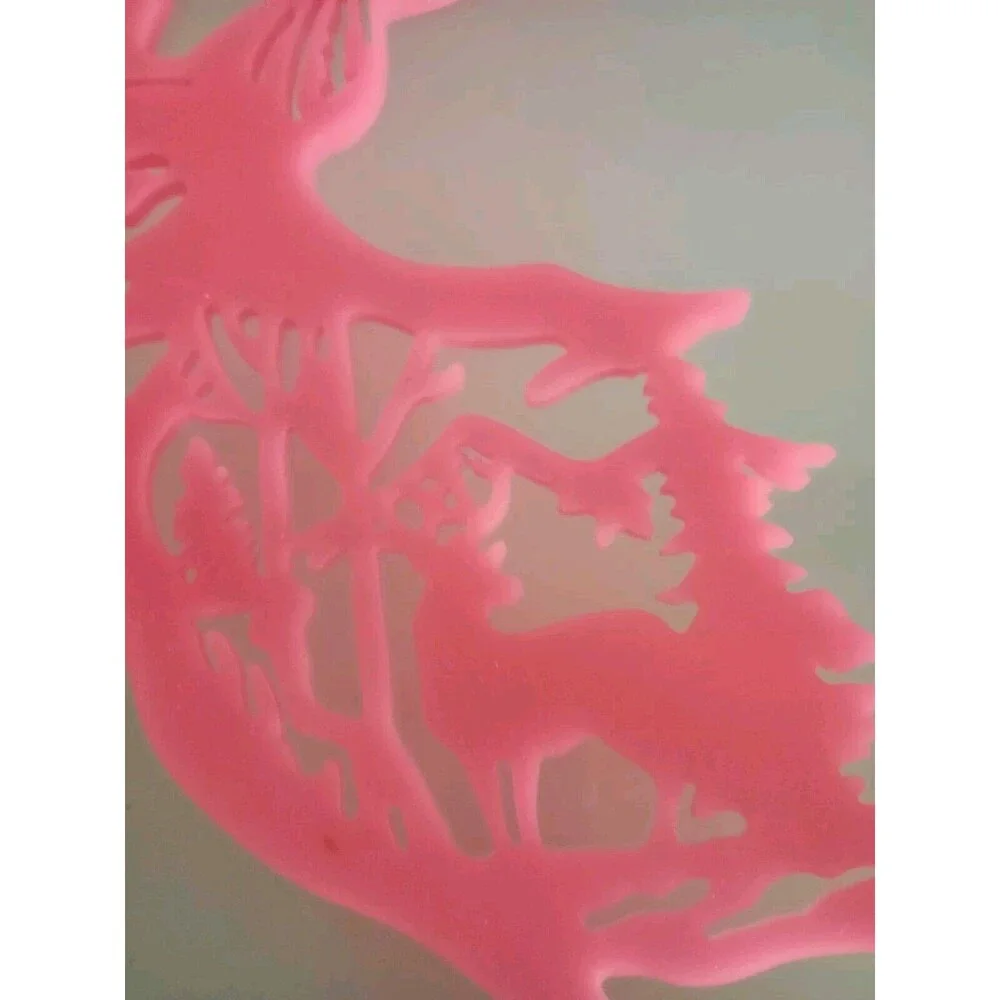 Deer Silhouette Pink Resin With Deer & Pine Trees Inside Homemade Home Decor New